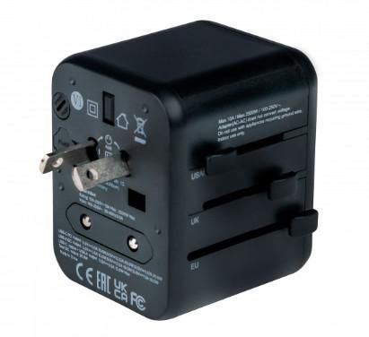 Verbatim Adaptateur de Voyage Universel avec Ports USB-C PD 20W et USB-A QC 3.0 - Charge Rapide 3 en 1 pour Plus de 180 Pays