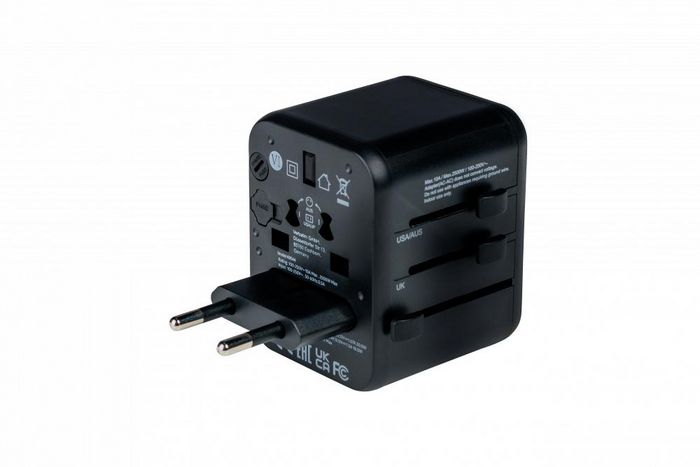 Verbatim Adaptateur de Voyage Universel avec Ports USB-C PD 20W et USB-A QC 3.0 - Charge Rapide 3 en 1 pour Plus de 180 Pays