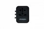Verbatim Adaptateur de Voyage Universel avec Ports USB-C PD 20W et USB-A QC 3.0 - Charge Rapide 3 en 1 pour Plus de 180 Pays
