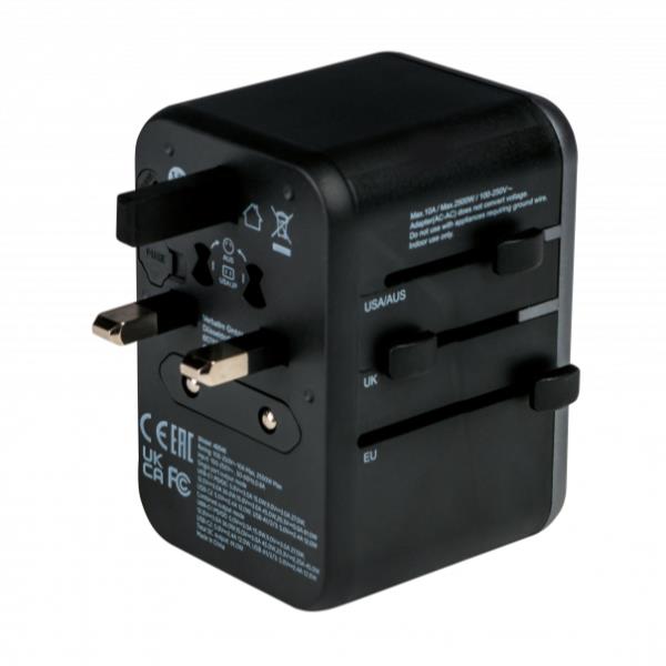Verbatim UTA-04 Adaptateur de Voyage Universel 61W Chargeur USB-C PD QC 3.0 6 Ports