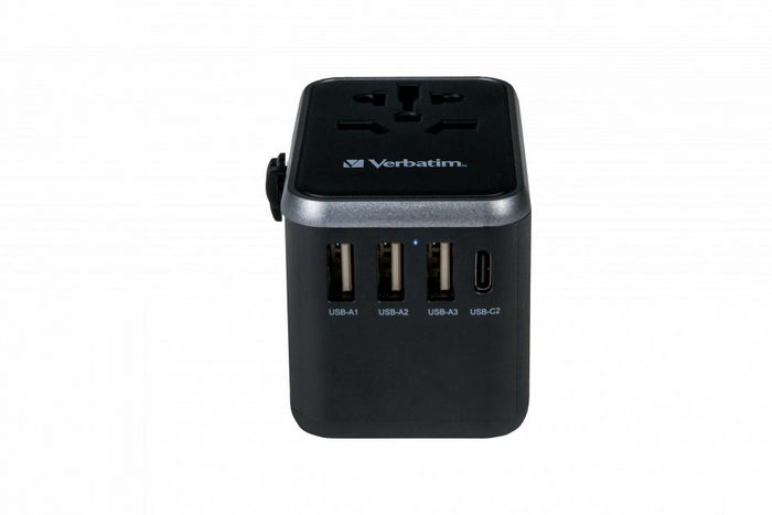 Verbatim UTA-04 Adaptateur de voyage universel 61W - 6 ports (1 USB-C PD 61W, 1 USB-C, 3 USB-A) - Prises EU/UK/US/AUS/CH