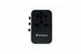 Verbatim UTA-04 Adaptateur de voyage universel 61W - 6 ports (1 USB-C PD 61W, 1 USB-C, 3 USB-A) - Prises EU/UK/US/AUS/CH