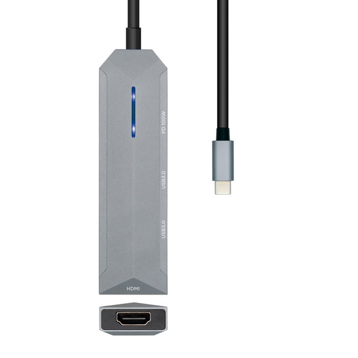 Hub USB-C Aisens ASUC-4P002-GR Gris 100 W