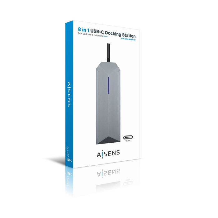 Hub USB Aisens ASUC-8P004-GR Gris 100 W 4K Ultra HD