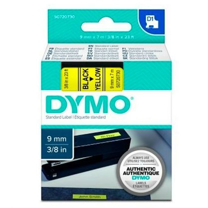 Dymo Ruban Laminé pour Etiqueteuses D1 40918 LabelManager™ Noir Jaune 9 mm (5 Unités)