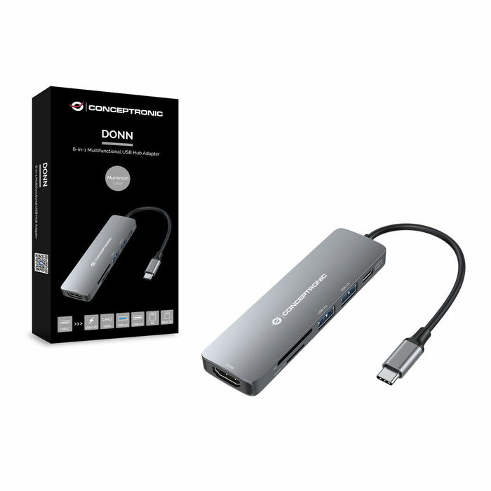 Hub USB Conceptronic DONN11G Gris Hub USB Conceptronic DONN11G Gris