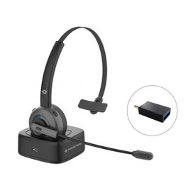 Conceptronic POLONA03BD Oreillette Bluetooth Mono avec Base de Charge, Réduction de Bruit CVC, Autonomie 22h, Léger et Confortable