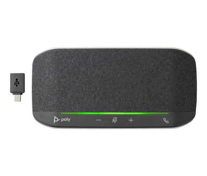 Poly Sync 10 - Haut-parleur de conférence USB avec microphone antibruit, connexion USB-A et USB-C, compatible Zoom et Teams