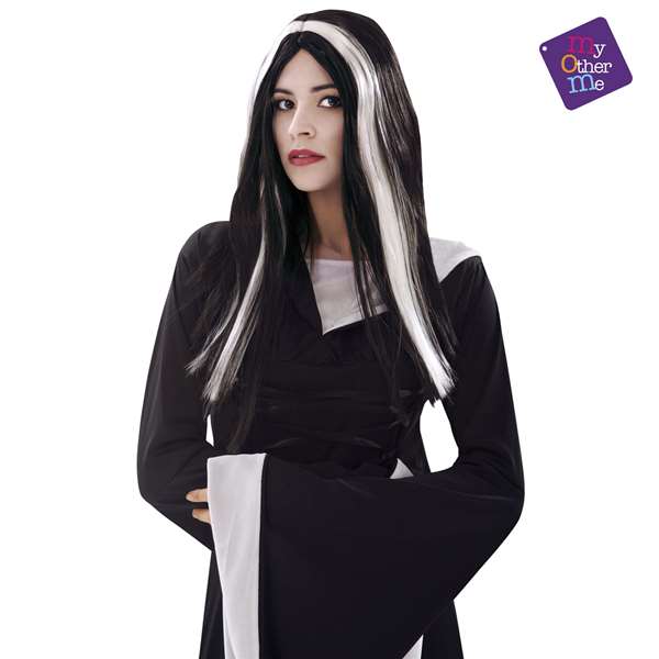 My Other Me Peluca 153g - Perruque de sorcière noire et blanche pour adulte - Polyester 100%