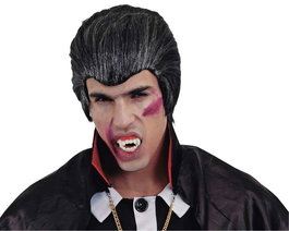 My Other Me - Peluca de Vampiro, déguisement perruque adulte noir et gris (85 g) - Polyester - Déguisement Halloween