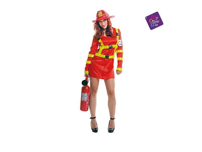 My Other Me Déguisement adulte femme pompier, taille M/L (38-40), contenu : robe et casque, langue : espagnol