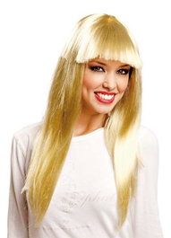 My Other Me Peluca - Perruque longue blonde avec frange 160 g - 100% Polyester - Âge recommandé : 4 ans et plus