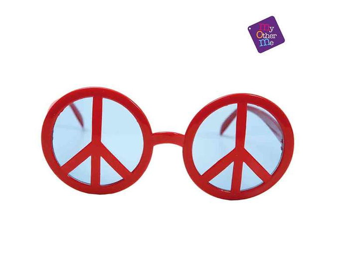 My Other Me Lunettes Symbole de la Paix rouges taille unique