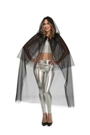 My Other Me - Capa adulte noire en tulle, taille M-L, 100% polyester, produit multilingue (espagnol, anglais, français, italien, portugais, allemand)