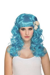 My Other Me - Peluca de Sirenita Azul 185g - Perruque de Petite Sirène Bleue - Langues : Espagnol, Anglais, Français, Italien, Portugais, Allemand - Taille M