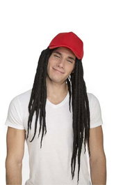 My Other Me - Peluca de rastas con gorra - Perruque rasta avec casquette déguisement adulte et enfant - Taille unique - Noir