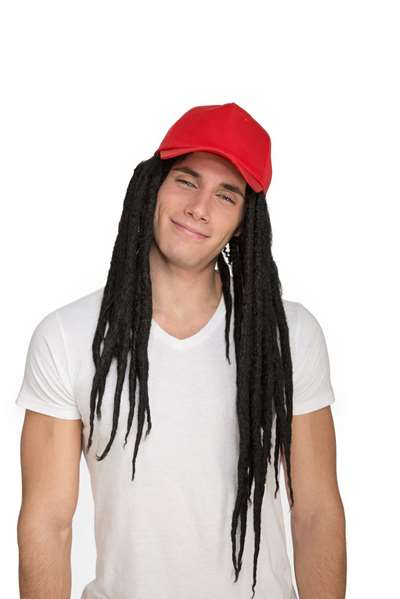 My Other Me - Peluca de rastas con gorra - Perruque rasta avec casquette déguisement adulte et enfant - Taille unique - Noir