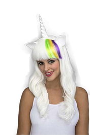 My Other Me Peluca - Perruque longue blanche licorne pour enfants, déguisement et accessoire festif multicolore
