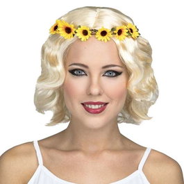 My Other Me Peluca hippie - Perruque hippie courte blonde 120 g pour enfant - Multicolor