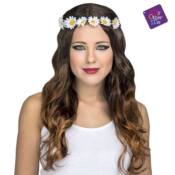 My Other Me - Peluca hippie larga mujer 150 g - Perruque Hippie Longue Femme 150 Grammes - Multicolor