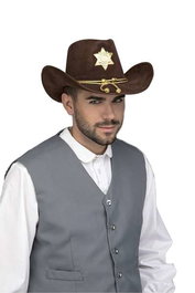 My Other Me - Déguisement Chapeau de Cowboy Sheriff pour Enfant 59 cm - Dès 3 Ans