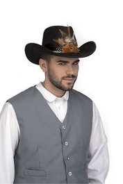 My Other Me - Sombrero vaquero - Chapeau de cowboy avec plumes marron - 59 cm