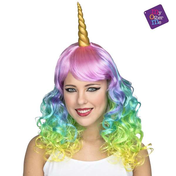 My Other Me Peluca Larga Unicornio - Perruque longue licorne multicolore