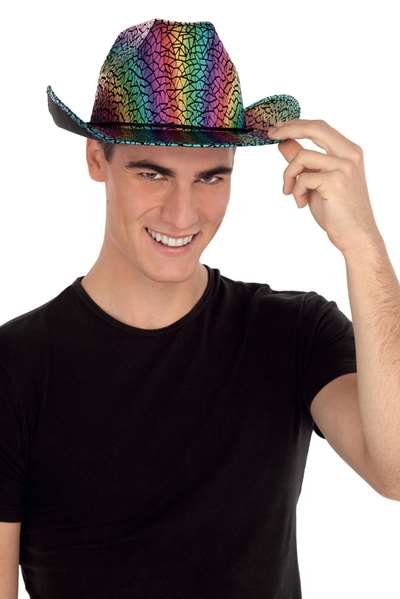 My Other Me Chapeau Cowboy Coloré Arc-en-ciel Taille Unique T/58 - Pour Enfants et Adultes - 100% Polyester