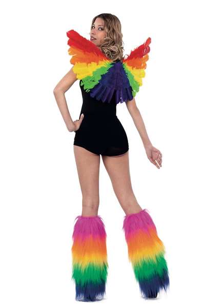 My Other Me - Alas rainbow - Ailes arc-en-ciel pour costume ou déguisement - Dimensions 50 x 70 cm - Matériau plumes - Taille vêtement M