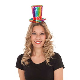 My Other Me - Diademe chapeau arc-en-ciel taille unique pour adulte - Accessoire de fête en polyester/PVC