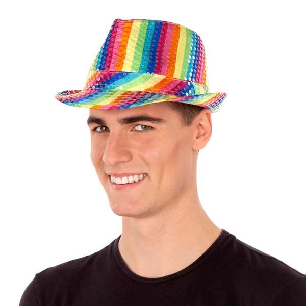 My Other Me Chapeau à paillettes arc-en-ciel T/58 pour adulte - Multicolor - 100% Polyester