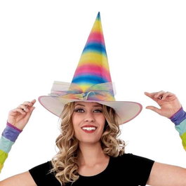 My Other Me - Sombrero de bruja Rainbow 58 cm - Chapeau de sorcière arc-en-ciel pour enfants - Polyester 100%