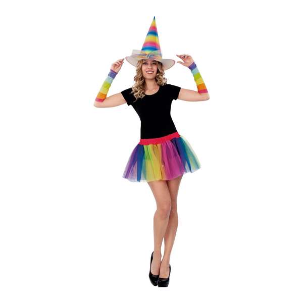 My Other Me - Sombrero de bruja Rainbow 58 cm - Chapeau de sorcière arc-en-ciel pour enfants - Polyester 100%