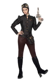 My Other Me Déguisement Aviateur Steampunk avec Chapeau, Veste, Ceinture à Sac et Pantalon Taille M/L
