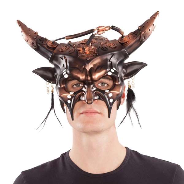 My Other Me - Masque Steampunk avec cornes en cuir - Taille unique - Multicolore My Other Me - Masque Steampunk avec cornes en cuir - Taille unique - Multicolore