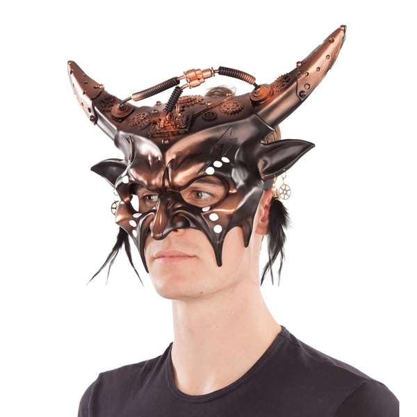 My Other Me - Masque Steampunk avec cornes en cuir - Taille unique - Multicolore My Other Me - Masque Steampunk avec cornes en cuir - Taille unique - Multicolore