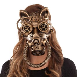 My Other Me Mascarilla steampunk chat - Masque steampunk motif chat - Taille unique - Multicolore