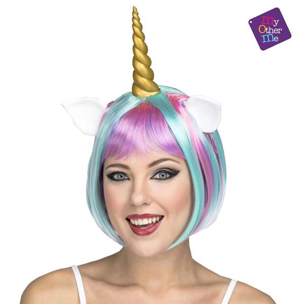 My Other Me Peluca Unicornio - Perruque courte multicolore pour déguisement et cosplay
