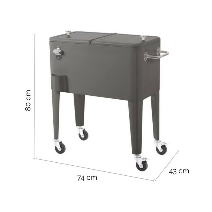 BigBuy Home Glacière Fresh Gris Métal 74 x 43 x 80 cm BigBuy Home Glacière Fresh Gris Métal 74 x 43 x 80 cm