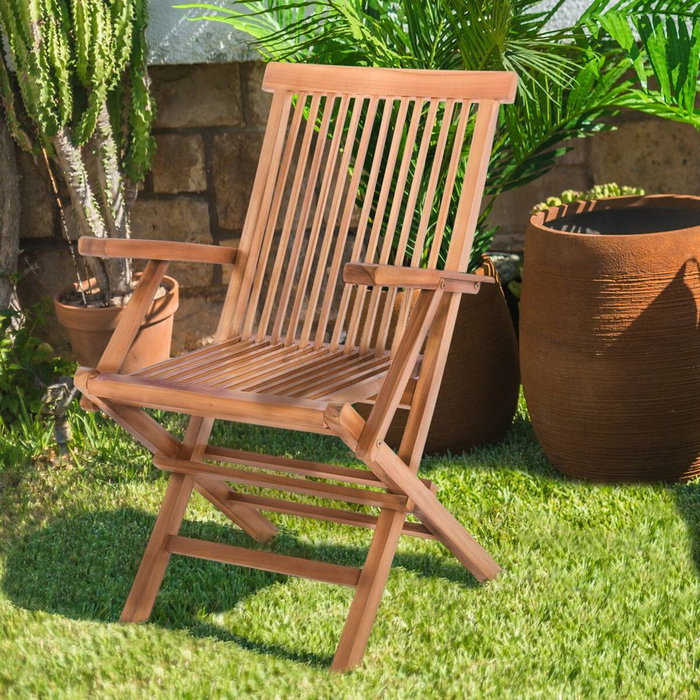 BigBuy Home Chaise de jardin Kayla Naturel bois de teck