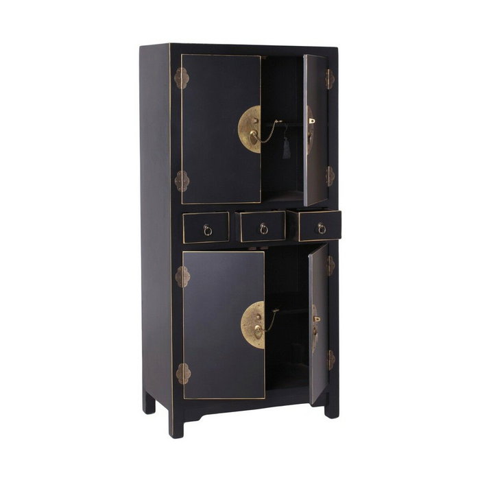 Buffet ORIENTE Noir Doré Bois Fer Bois MDF 63 x 33 x 131 cm