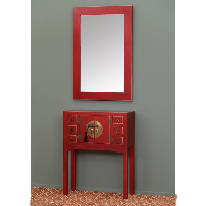 BigBuy Home Table de Nuit ORIENTE Rouge Fer Bois MDF BigBuy Home Table de Nuit ORIENTE Rouge Fer Bois MDF