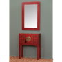 BigBuy Home Table de Nuit ORIENTE Rouge Fer Bois MDF