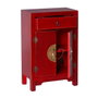 BigBuy Home Table de Nuit ORIENTE Rouge Fer Bois MDF