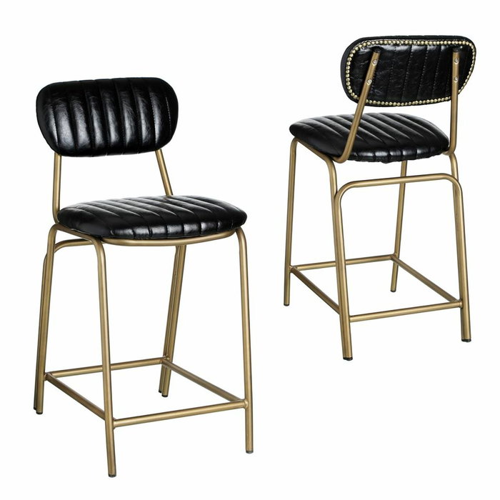 BigBuy Home Tabouret Noir et Doré