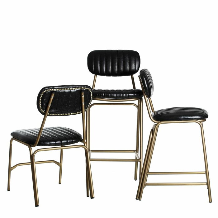 BigBuy Home Tabouret Noir et Doré