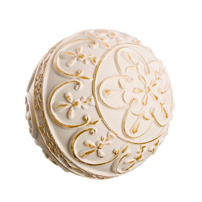 BigBuy Home Balles Décoration Doré Blanc 10 x 10 x 10 cm (8 Unités)