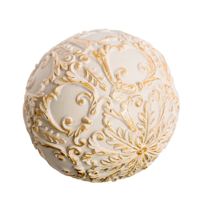 BigBuy Home Balles Décoration Doré Blanc 10 x 10 x 10 cm (8 Unités)