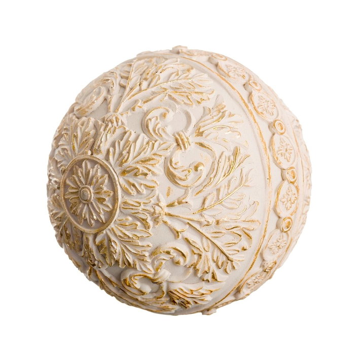 BigBuy Home Balles Décoration Doré Blanc 10 x 10 x 10 cm (8 Unités)