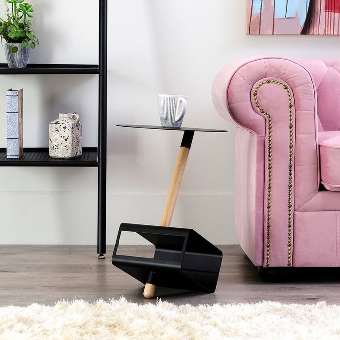 BigBuy Home Table d'appoint Naturel Noir Métal Bois BigBuy Home Table d'appoint Naturel Noir Métal Bois